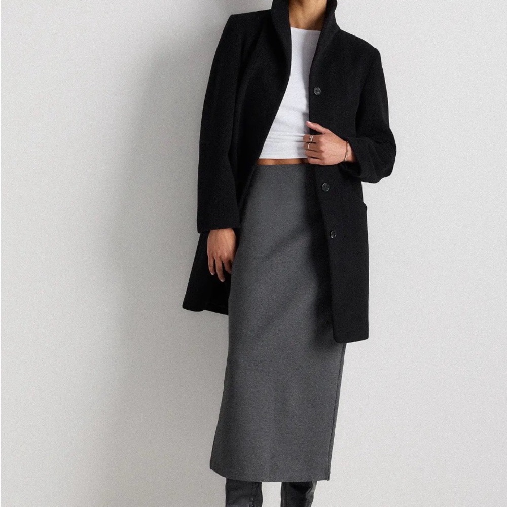 Quince Wool and Cashmere Cocoon Coat in Black Size Small 832 - Picture 4 of 8